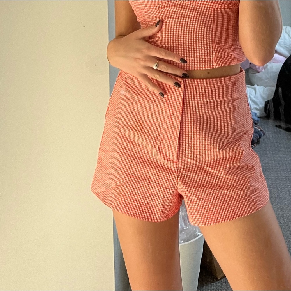 zara gingham shorts